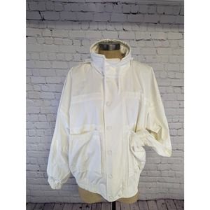 Lacoste White Snap Closure Hooded Track Jacket Size 46